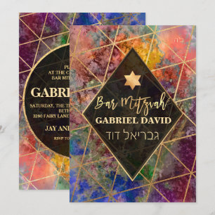 PixDezines Abstract Galaxy Bar Mitzvah Invitation