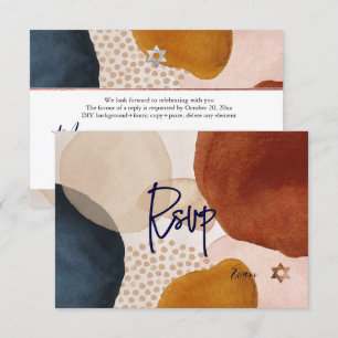 PixDezines Abstract RSVP Navy Bar Mitzvah✡