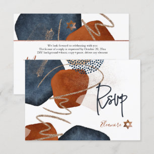 PixDezines Abstrait RSVP Navy Bat mitzvah de cuivr