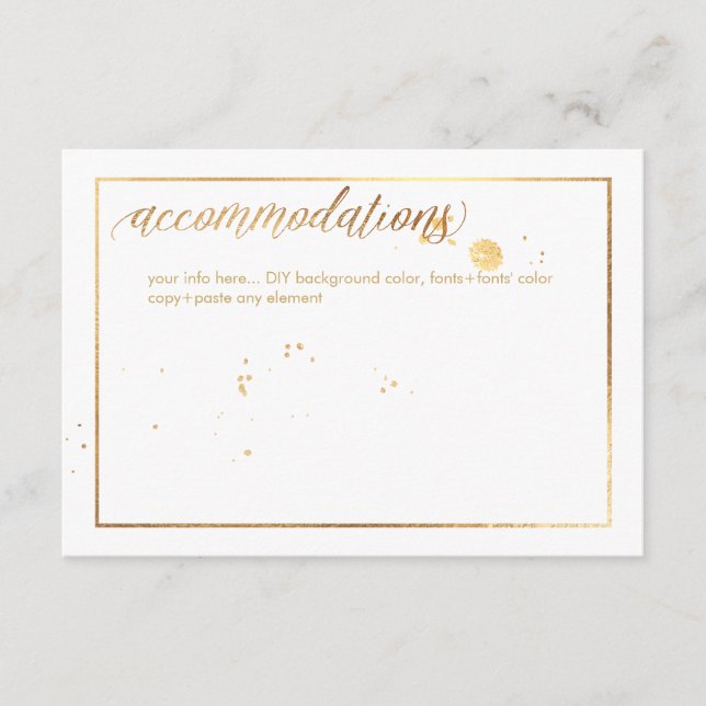 PixDezines Accommodations, Dazzled/Faux Gold Enclosure Card (Front)