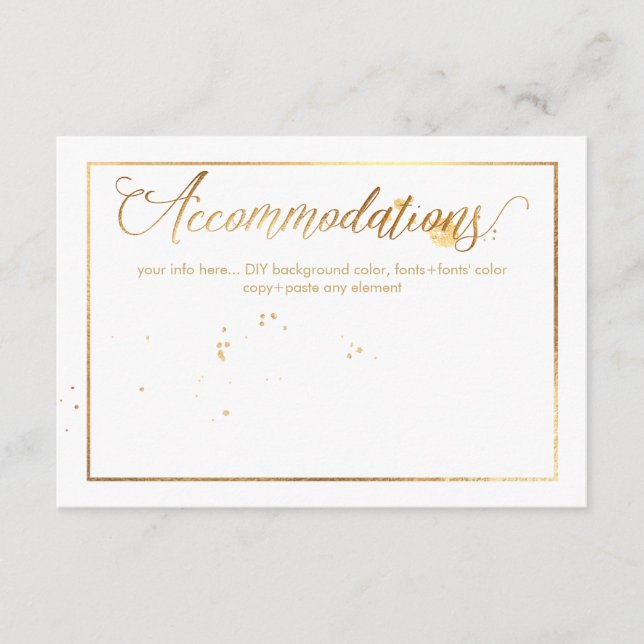PixDezines Accommodations, Dazzled/Faux Gold Enclosure Card (Front)