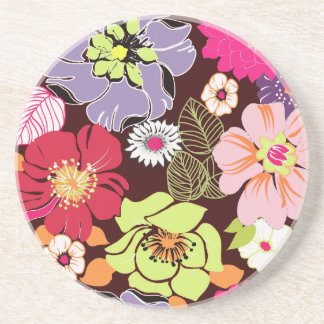 PixDezines Alegre Retro Floral, Custom Background Coaster