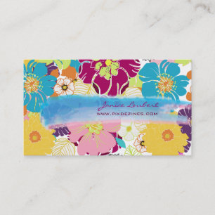 PixDezines alegre retro tropical flowers/DIY Business Card