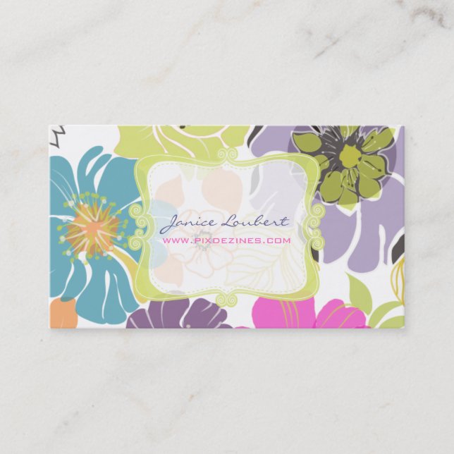 PixDezines alegre retro tropical flowers/DIY colou Business Card (Front)
