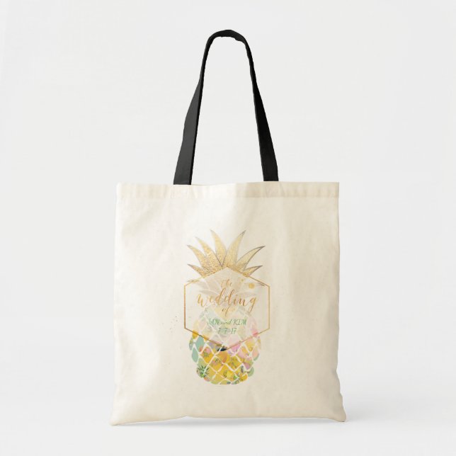 PixDezines Aloha Hawaiian Pineapple Tote Bag (Front)
