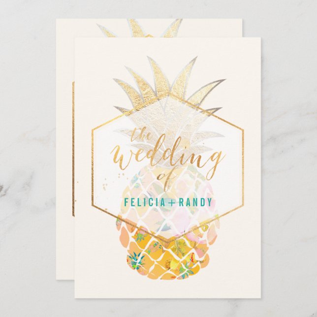 PixDezines Aloha Hawaiian Pineapples/DIY Bckgrnd Invitation (Front/Back)