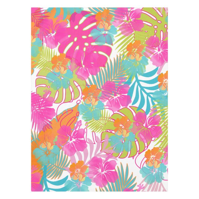 PixDezines Aloha Hibiscus/DIY background colour Tablecloth (Front)