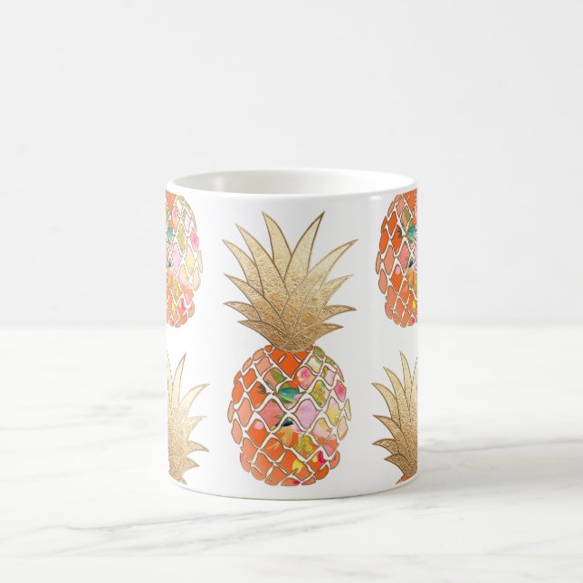 PixDezines Aloha Pineapple+Faux Gold Coffee Mug (Center)