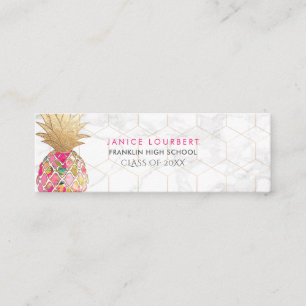 PixDezines ALOHA PINEAPPLE/HOT PINK/FAUX GOLD Calling Card