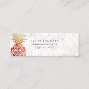 PixDezines ALOHA PINEAPPLE/HOT PINK/FAUX GOLD Calling Card