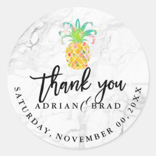 PixDezines Aloha Pineapple/Marble Classic Round Sticker