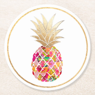 PixDezines Aloha Pineapples/DIY background Round Paper Coaster