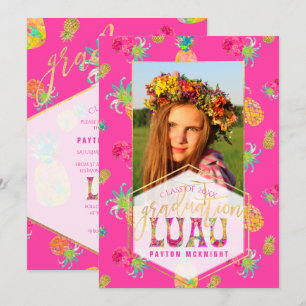 PixDezines Aloha Pineapples Graduation Luau Invitation