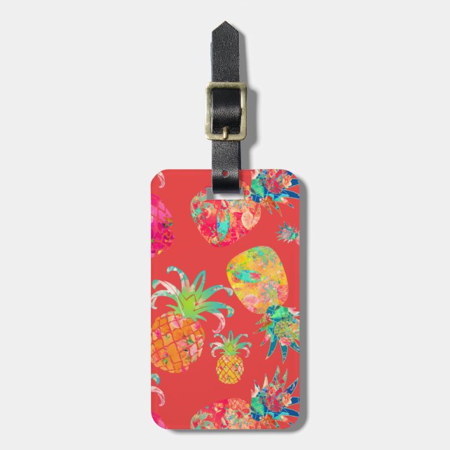 PixDezines Aloha Pineapples Luggage Tag (Front Vertical)