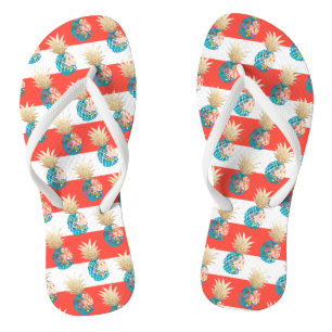 PixDezines Aloha Pineapples+Stripes Flip Flops