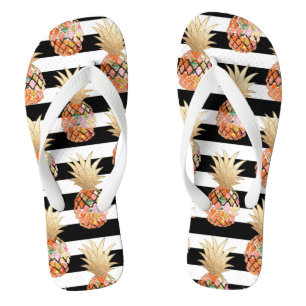 PixDezines Aloha Pineapples+Stripes Flip Flops