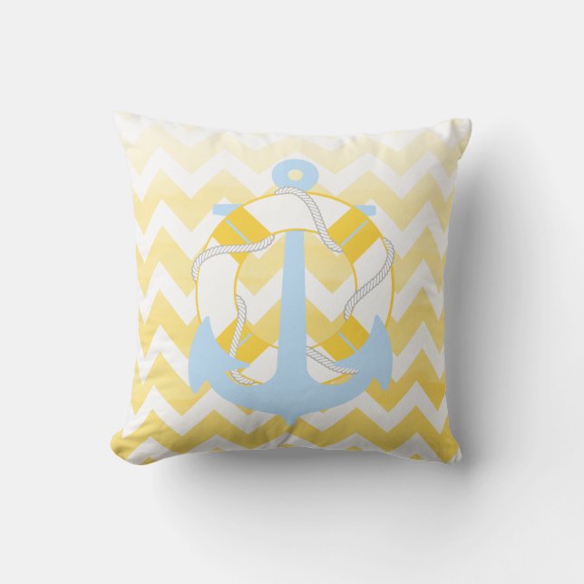 PixDezines anchor/nautical/chevron/watercolor Throw Pillow (Front)