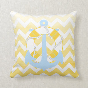 PixDezines anchor/nautical/chevron/watercolor Throw Pillow