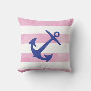 PixDezines anchor/nautical/chevron/watercolor Throw Pillow