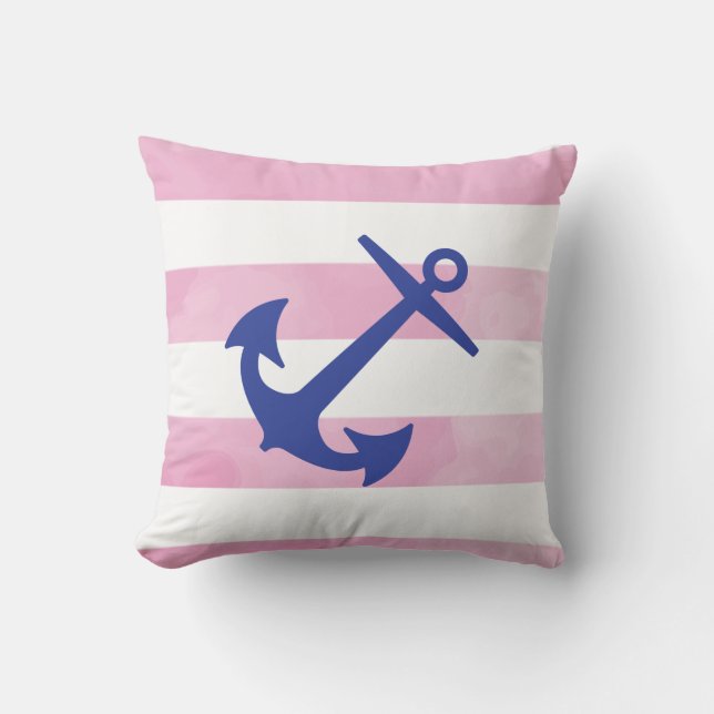 PixDezines anchor/nautical/chevron/watercolor Throw Pillow (Front)
