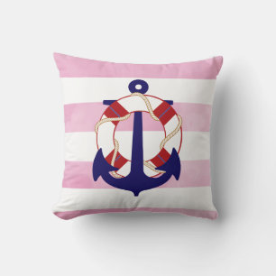 PixDezines anchor/nautical/chevron/watercolor Throw Pillow