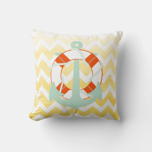 PixDezines anchor/nautical/chevron/watercolor Throw Pillow