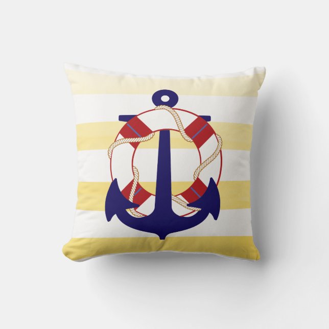 PixDezines anchor/nautical/ocean/wave/watercolor Throw Pillow (Front)