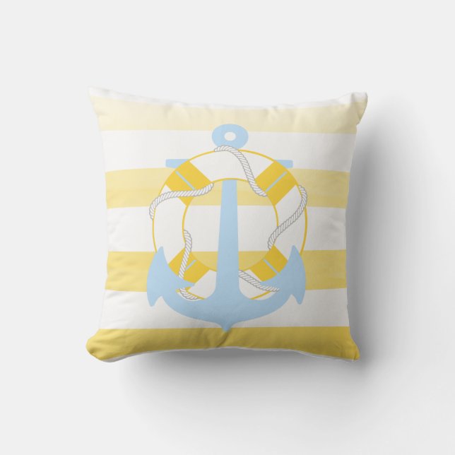 PixDezines anchor/nautical/ocean/wave/watercolor Throw Pillow (Front)