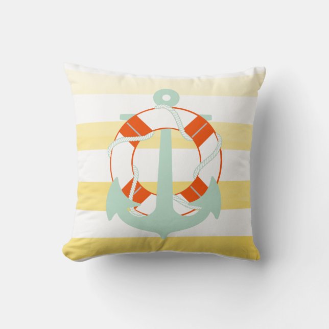 PixDezines anchor/nautical/ocean/wave/watercolor Throw Pillow (Front)