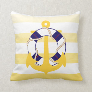 PixDezines anchor/nautical/ocean/wave/watercolor Throw Pillow