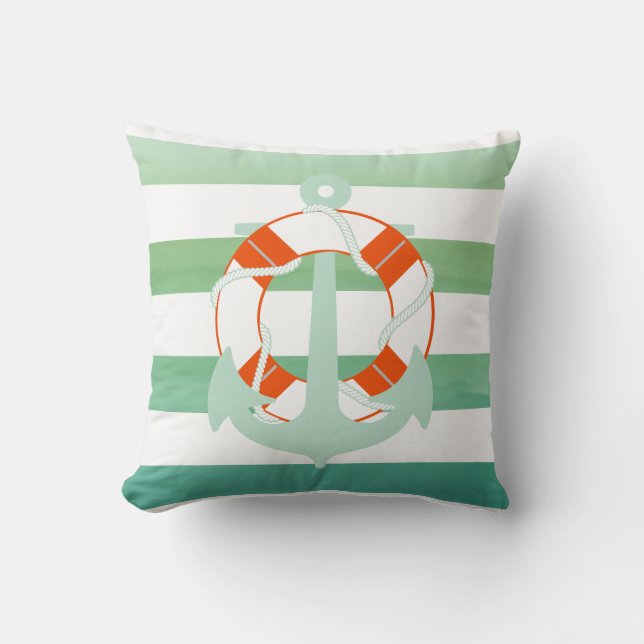 PixDezines anchor/nautical/ocean/wave/watercolor Throw Pillow (Front)