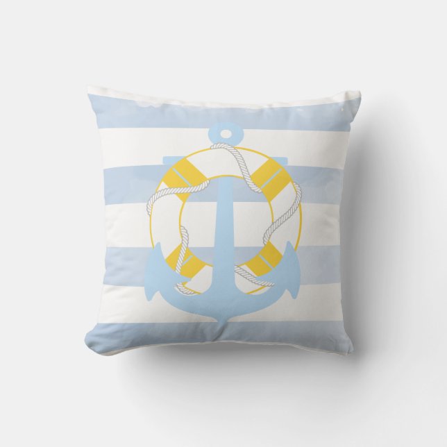 PixDezines anchor/nautical/ocean/wave/watercolor Throw Pillow (Front)