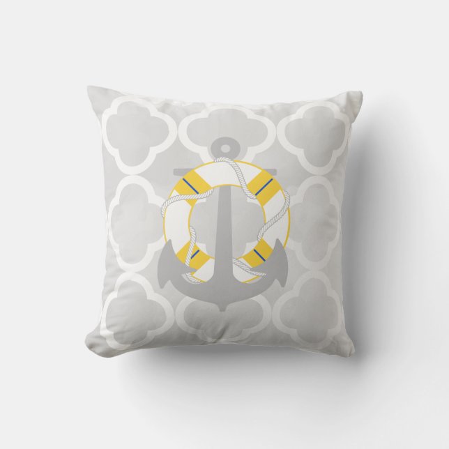 PixDezines anchor/nautical/trellis/watercolor Throw Pillow (Front)
