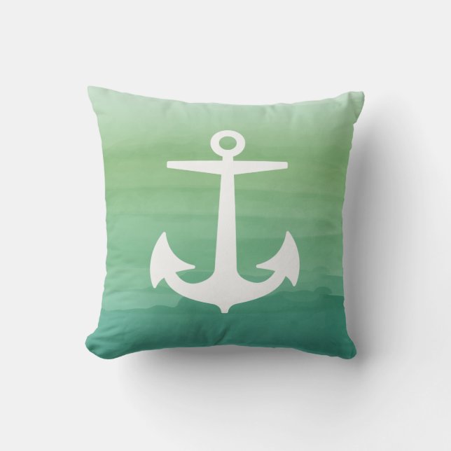 PixDezines anchor/nautical/watercolor Throw Pillow (Front)