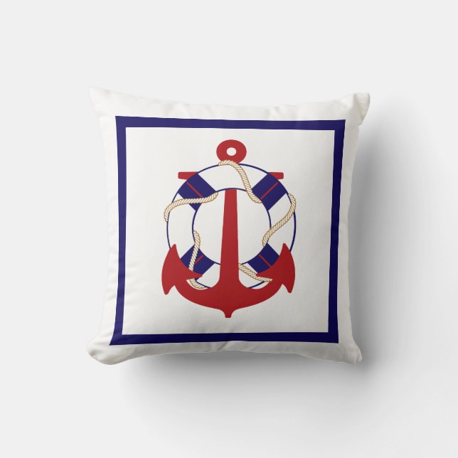 PixDezines anchors/lifesavers/nautical/diy colour Throw Pillow (Front)