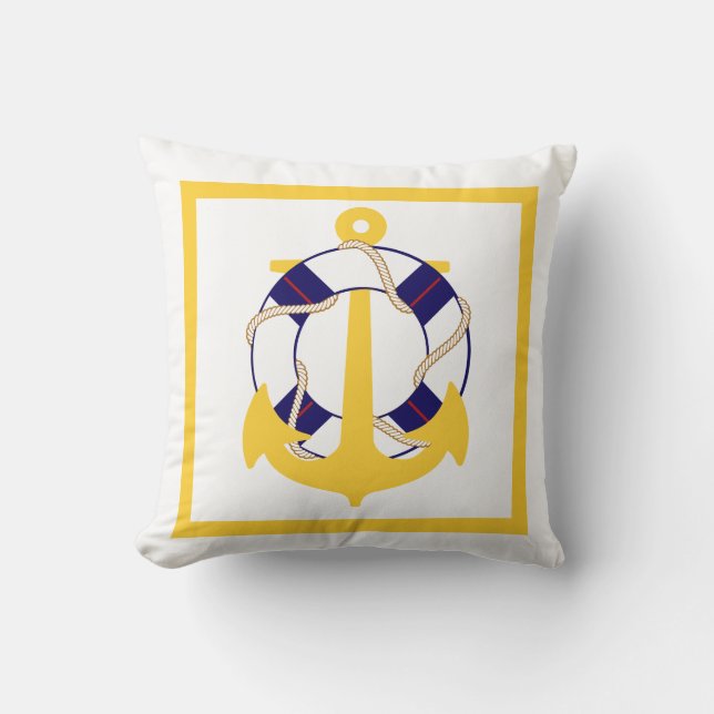 PixDezines anchors/lifesavers/nautical Throw Pillow (Front)