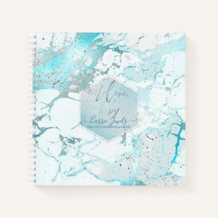 PIXDEZINES AQUA BLUE MARBLE BABY'S FIRSTS NOTEBOOK