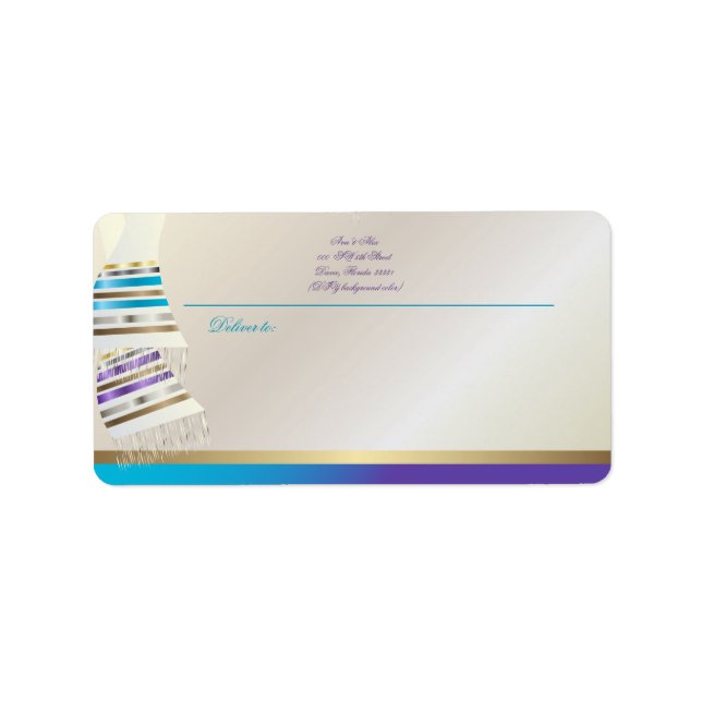 ✡ PixDezines Aqua/Purple Tallits Label (Front)