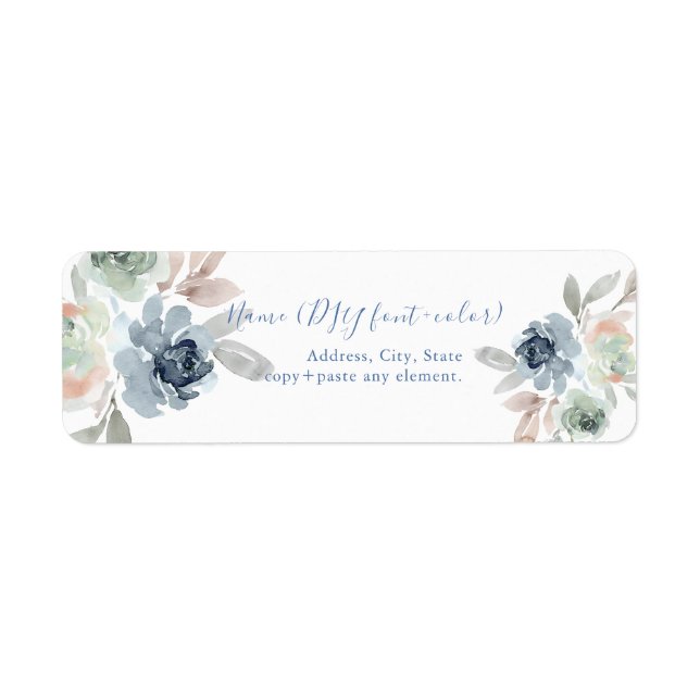 PixDezines Aquarelle Florale, Roses bleu Dusty (Devant)