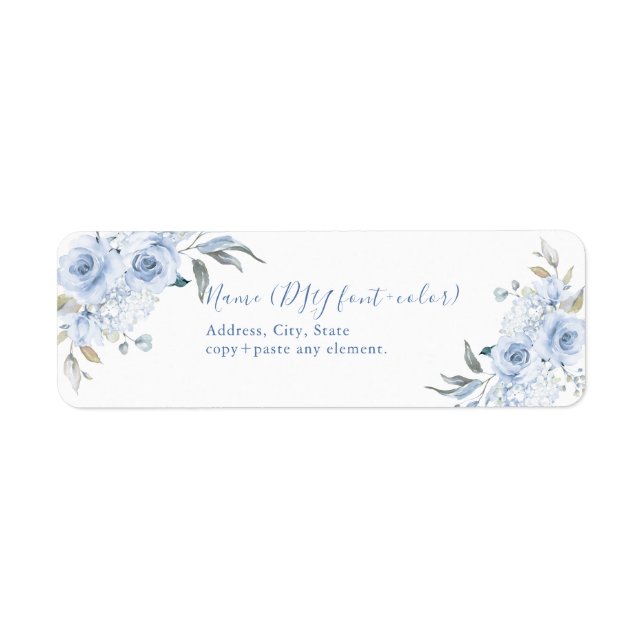 PixDezines Aquarelle Florale, Roses bleu Dusty (Devant)