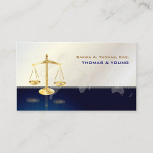 PixDezines ATTORNESY/WHITE+BLUE/WORLD MAP Business Card
