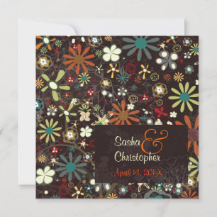 PixDezines Autumn Blooms/dark grunge background Invitation