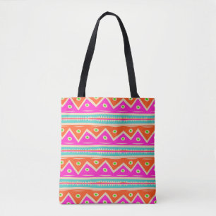 PixDezines Aztec Pattern/Hot Pink/Orange Tote Bag