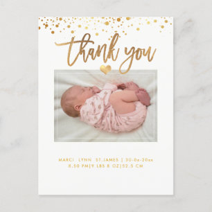 PixDezines Baby Shower Thank You/Dazzled Faux Gold Postcard
