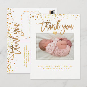 PixDezines Baby Shower Thank You/Dazzled Faux Gold Postcard