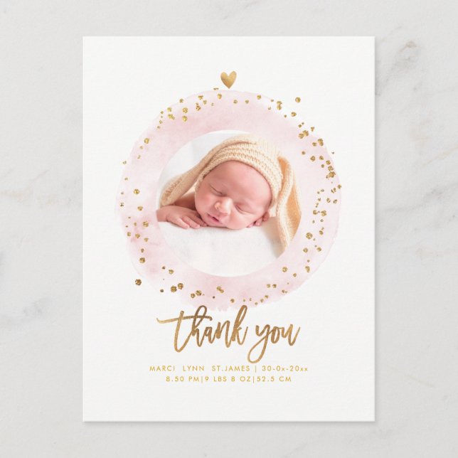 PixDezines Baby Shower Thank You Watercolor Frame Postcard (Front)