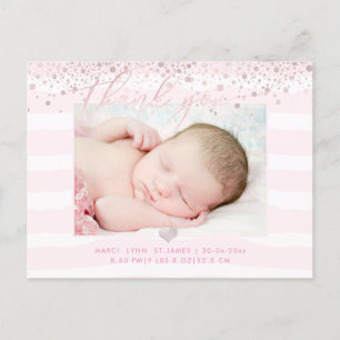 PixDezines Baby Thank You/Blush Pink Confetti Postcard