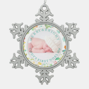PixDezines Baby's First Christmas/Sophie's Garden Snowflake Pewter Christmas Ornament