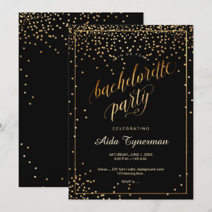 PixDezines Bachelorette Party Faux Gold Confetti Invitation