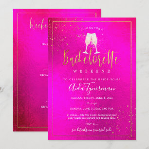 PixDezines Bachelorette Weekend Hot n Flashy Pink Invitation